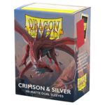 Arcane Tinmen Dragon Shield Sleeves Matte Dual Crimson and Silver 100 ct