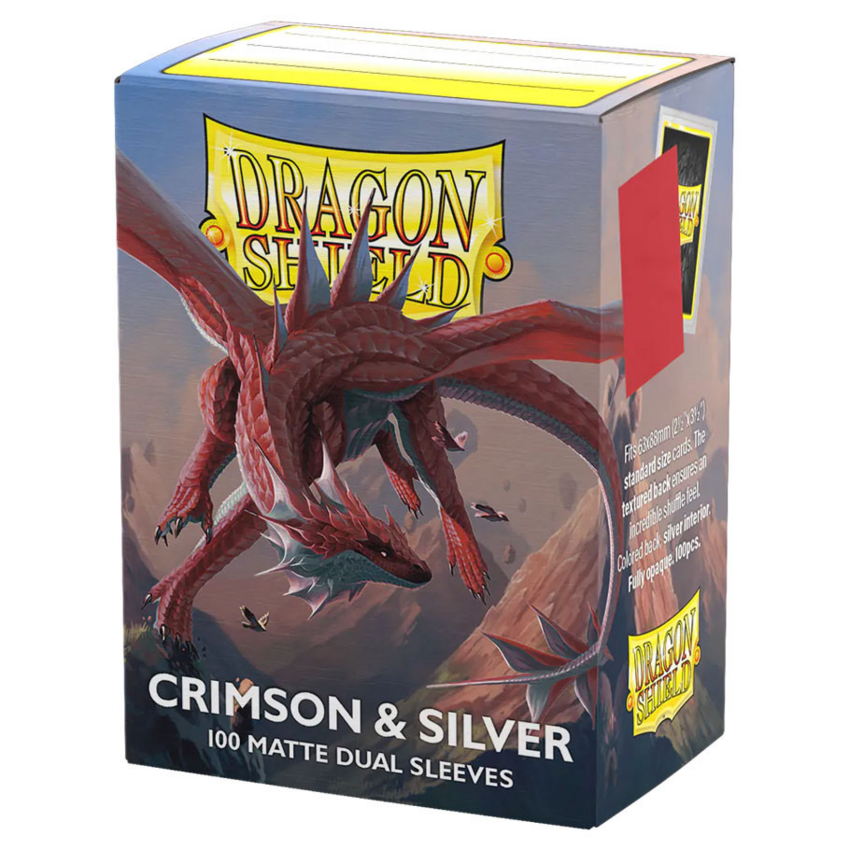 Arcane Tinmen Dragon Shield Sleeves Matte Dual Crimson and Silver 100 ct