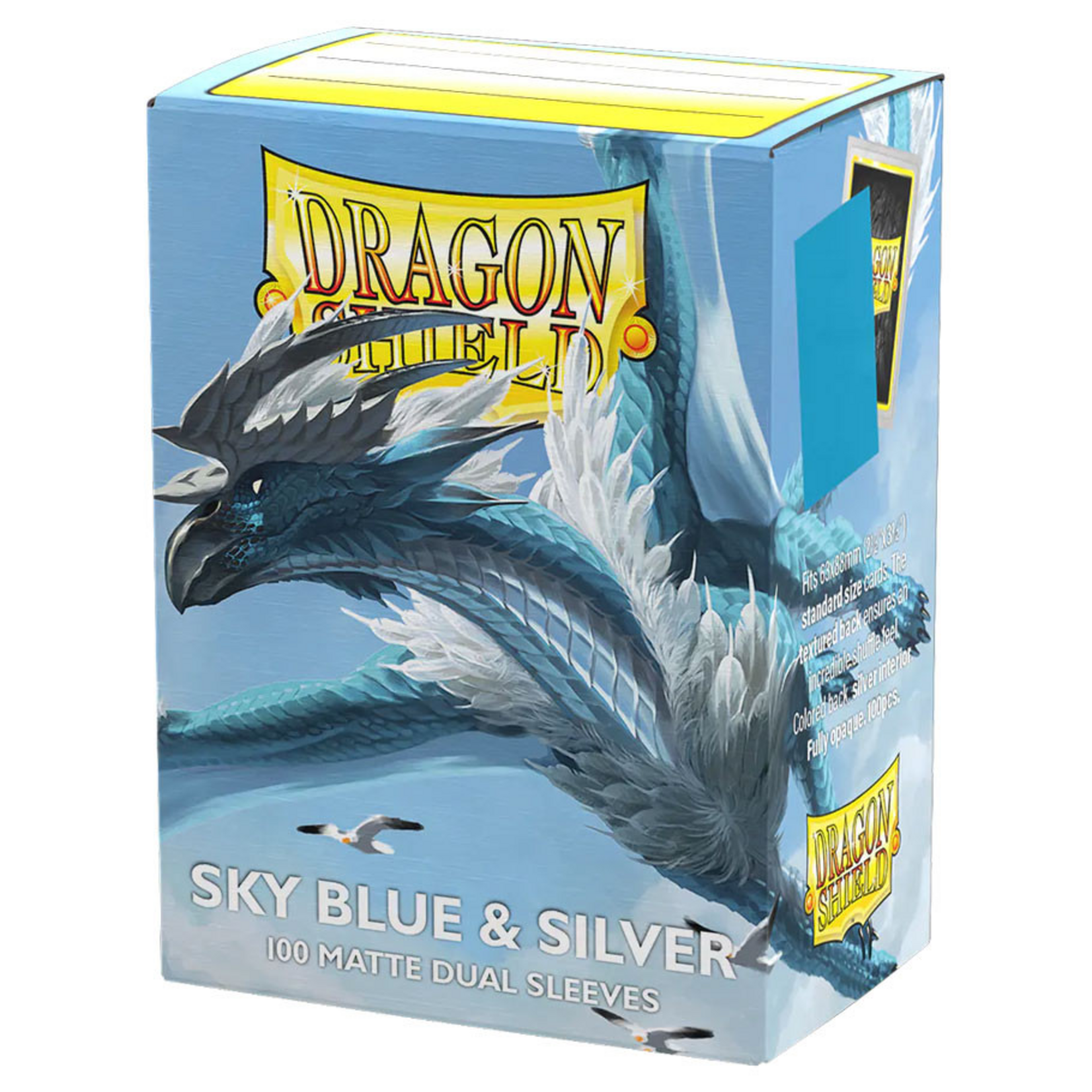 Arcane Tinmen Dragon Shield Sleeves Matte Dual Sky Blue and Silver 100 ct