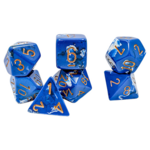Chessex Chessex Brush Wavebreak Blue and White w/ Gold Polyhedral 7 die set