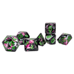 Chessex Chessex Brush Paintball Black and Pink w/ Green Polyhedral 7 die set