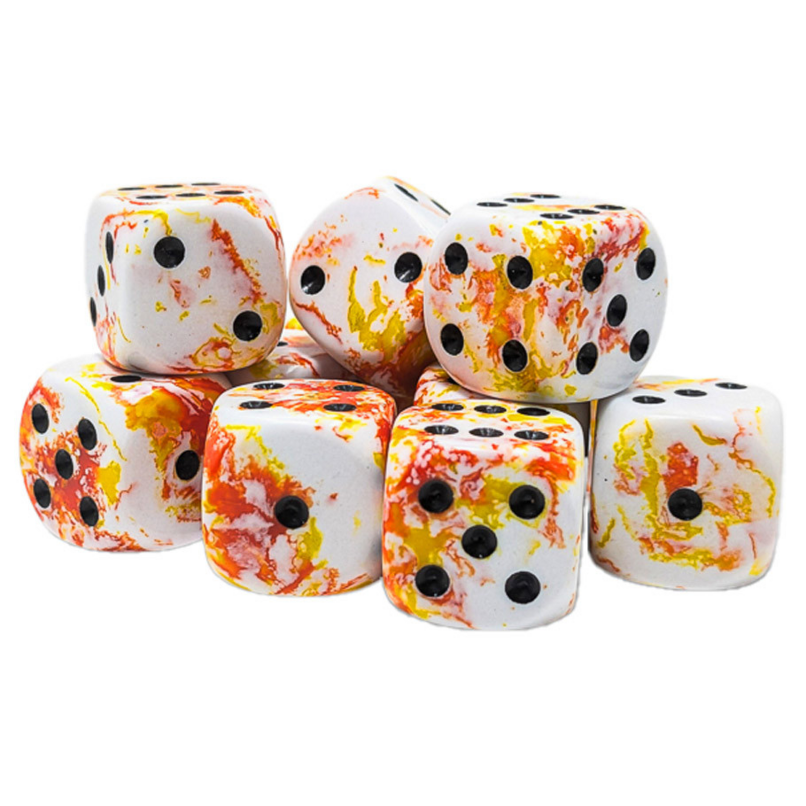Chessex Chessex Brush Sunrise White and Red w/ Black 16 mm d6 12 die set