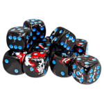 Chessex Chessex Brush Dark Side Black and Red w/ Blue 16 mm d6 12 die set