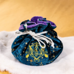 Fennek and Finch Bard Multipocket Large Dice Bag Teal Blue Golden Stars