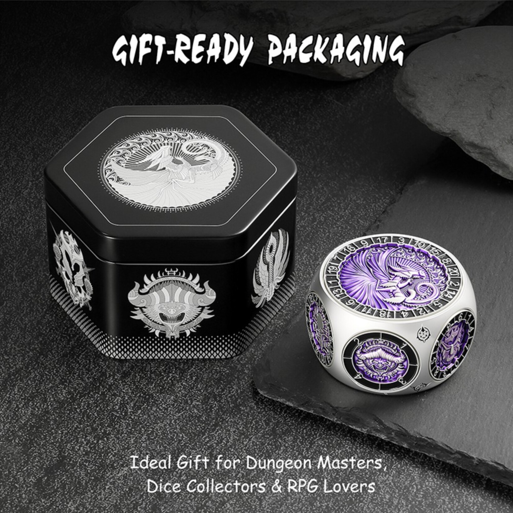 Dice Habit Dice Habit Octagon Spinner Dice Purple and Silver