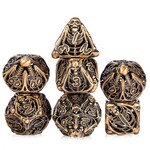 Dice Habit Dice Habit Hollow Skeleton Brass Polyhedral 7 die set