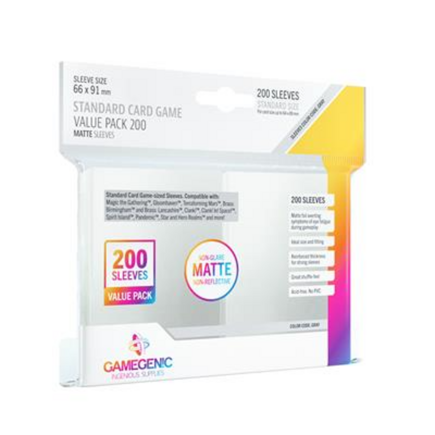 Gamegenic GameGenic Matte Sleeves Standard Value Pack 200 ct
