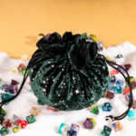 Fennek and Finch Starry Forest Green Multipocket Large Dice Bag w/ Moon Charms