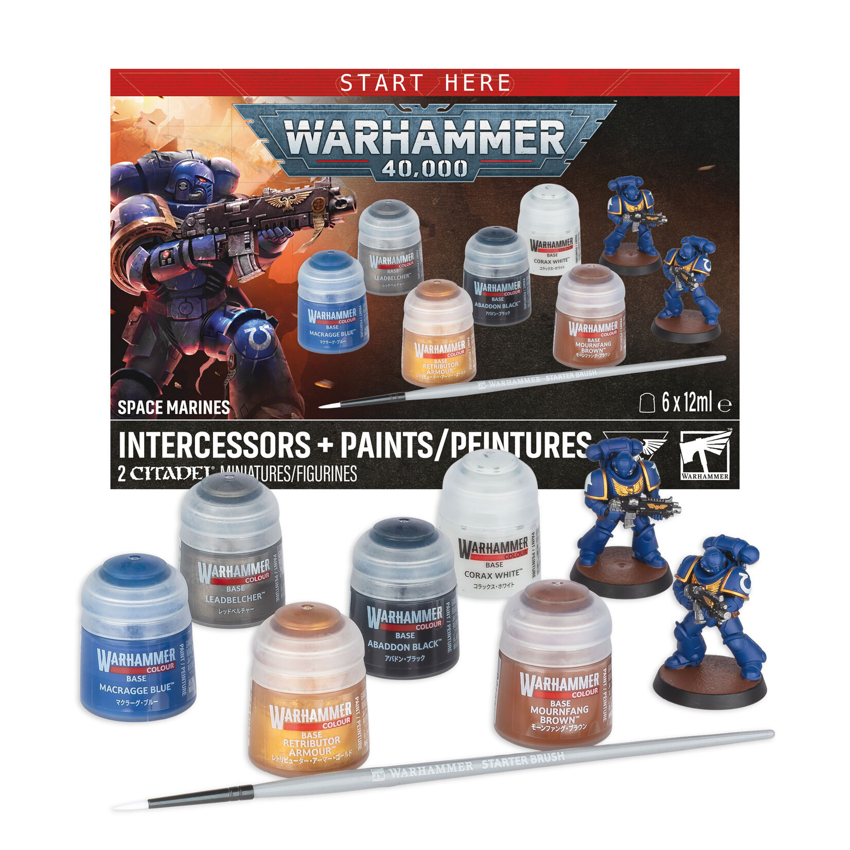 Games Workshop Warhammer Colour Warhammer 40k Space Marines Intercessors and Paint Set