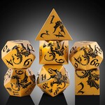 Dice Habit Dice Habit Dragon Brass Metal and Enamel Polyhedral 7 die set