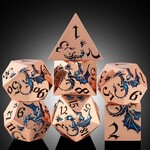 Dice Habit Dice Habit Dragon Blue and Copper Metal and Enamel Polyhedral 7 die set