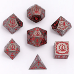 HYMGHO Hymgho Solid Metal Wizard Gunmetal w/ Blood Red Polyhedral 7 die set