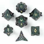 HYMGHO Hymgho Solid Metal Paladin Glitter Green w/ Gold Polyhedral 7 die set