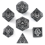 HYMGHO Hymgho Solid Metal Druid Black w/ White Polyhedral 7 die set