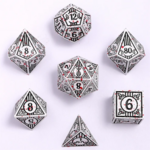 HYMGHO Hymgho Solid Metal Bard White w/ Blood Splatter Polyhedral 7 die set