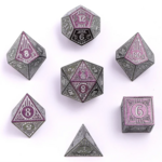 HYMGHO Hymgho Solid Metal Bard Glitter Purple w/ Silver Splatter Polyhedral 7 die set