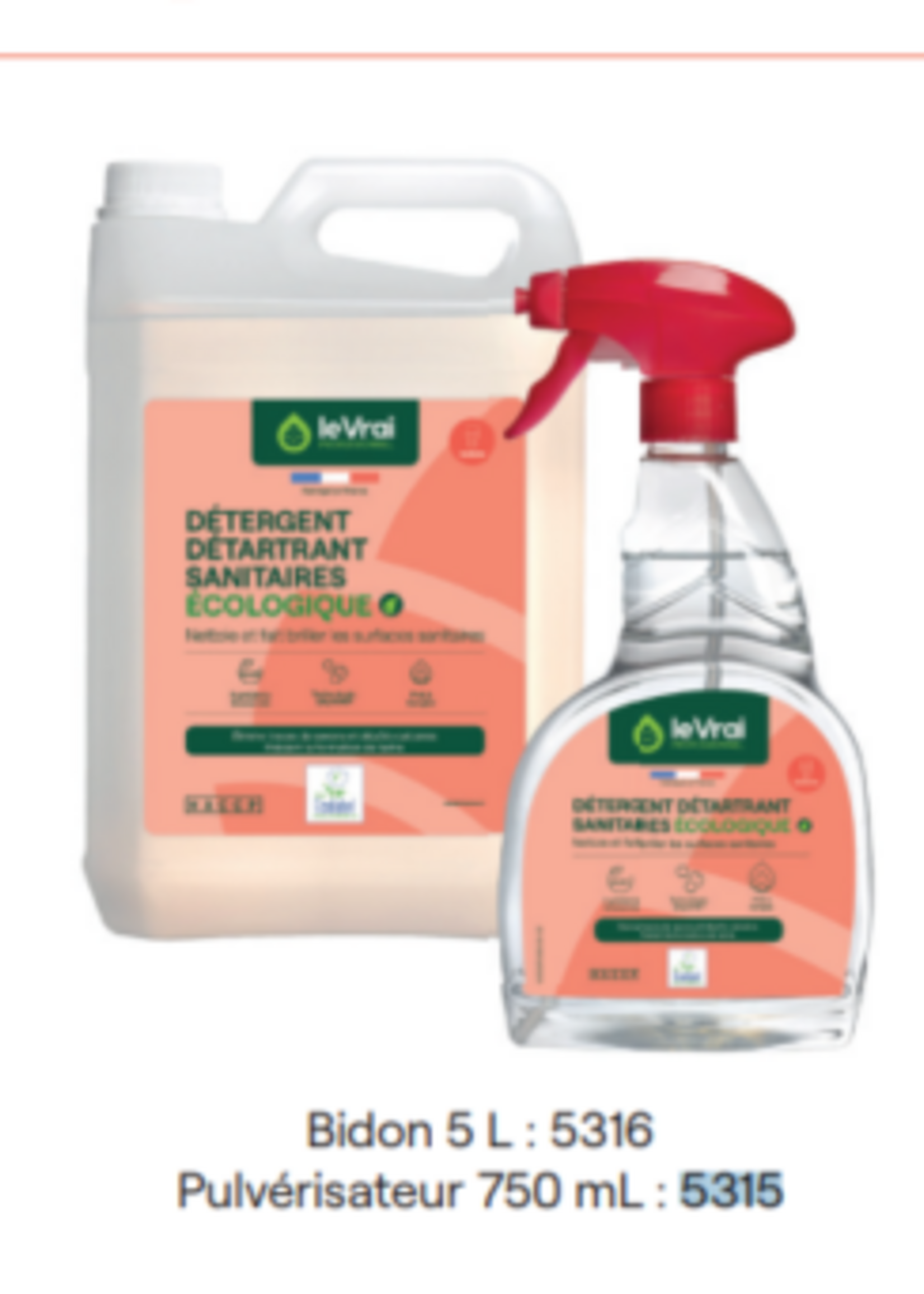 Le vrai professionnel Détergent détartrant sanitaires écologique 750 ML