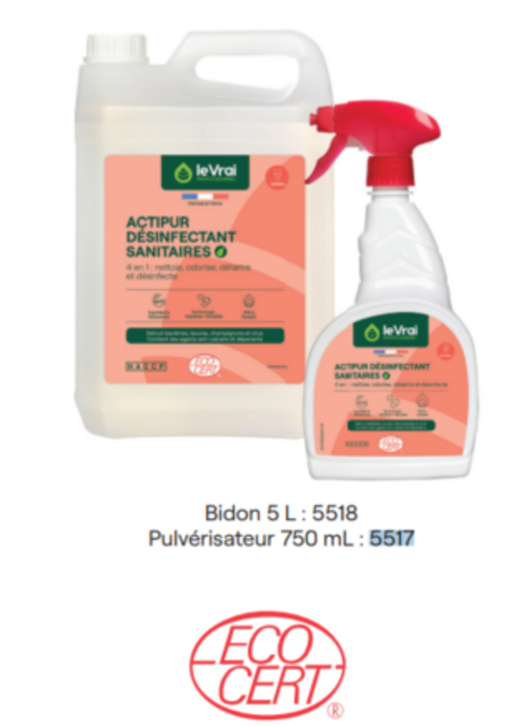 Le vrai professionnel Actipur désinfectant sanitaires PAE 750ML