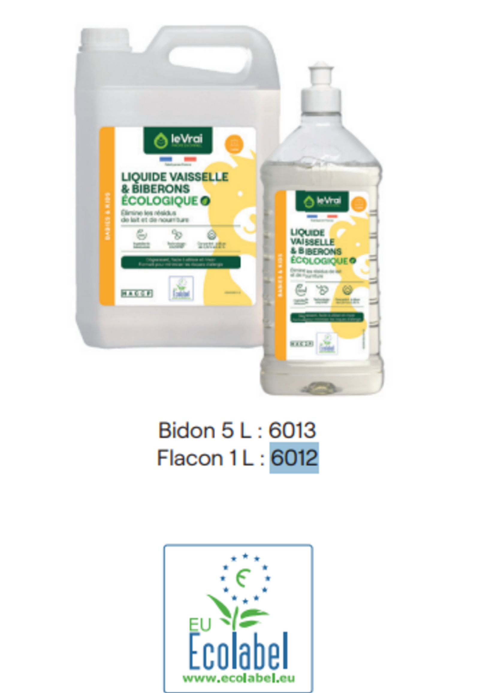 Le vrai professionnel Liquide vaisselle & biberons écologique 1L