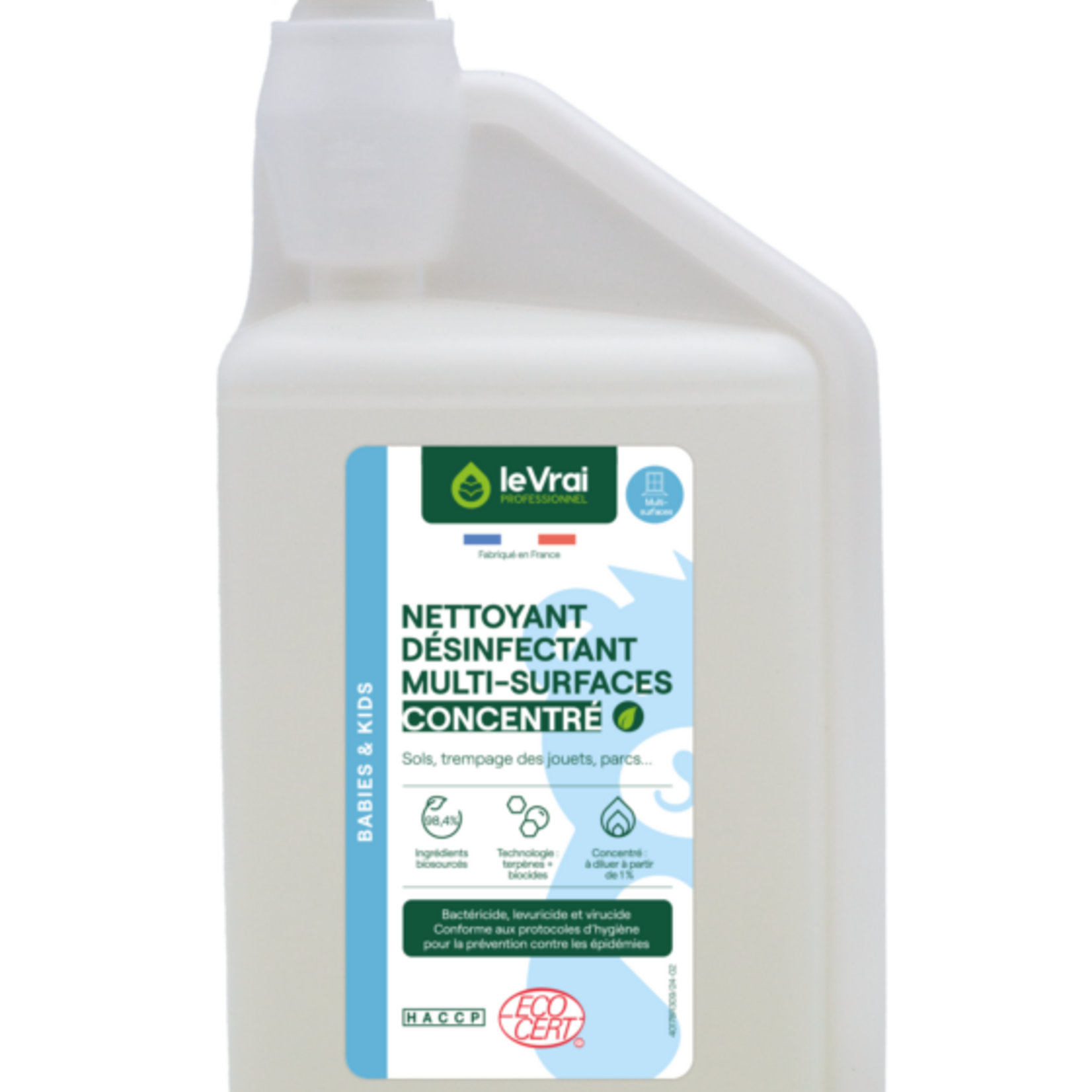 Le vrai professionnel Nettoyant désinfectant multi-surfaces concentré 1L doseur