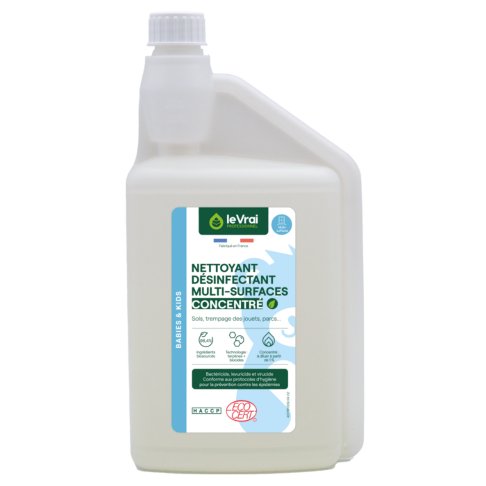 Le vrai professionnel Nettoyant désinfectant multi-surfaces concentré 1L doseur