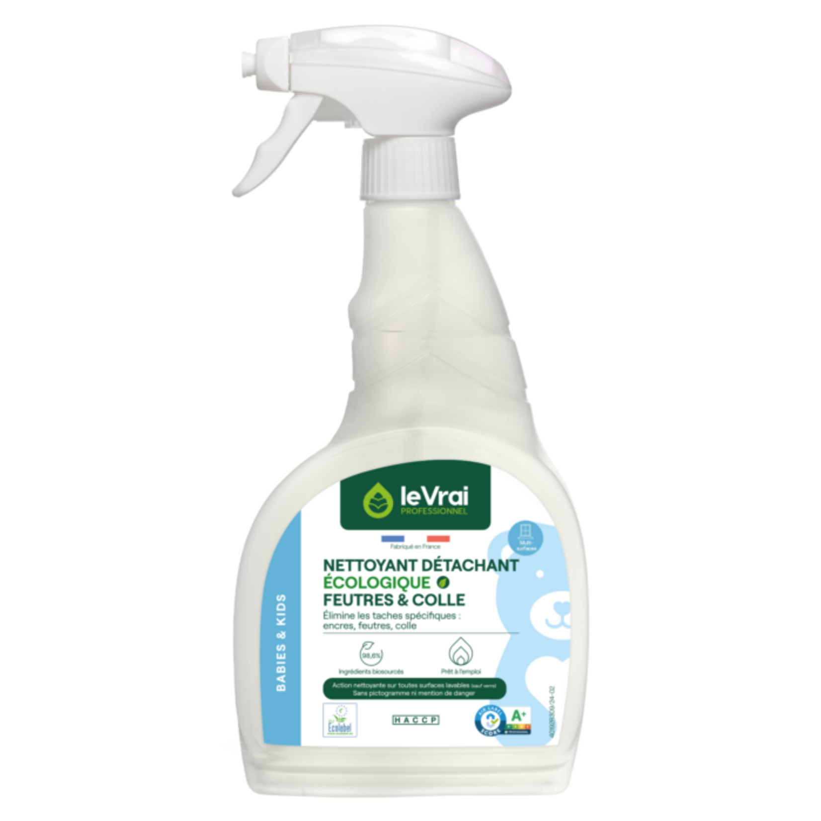 Le vrai professionnel Nettoyant Détachant Ecologique Feutres & Colle 750 ML