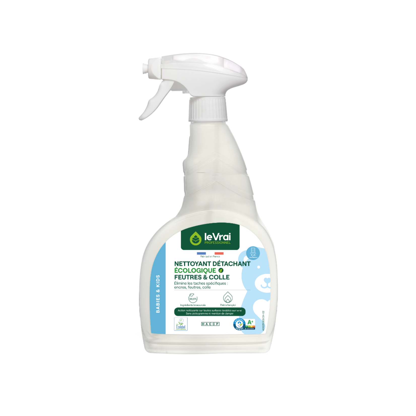 Le vrai professionnel Nettoyant Détachant Ecologique Feutres & Colle 750 ML