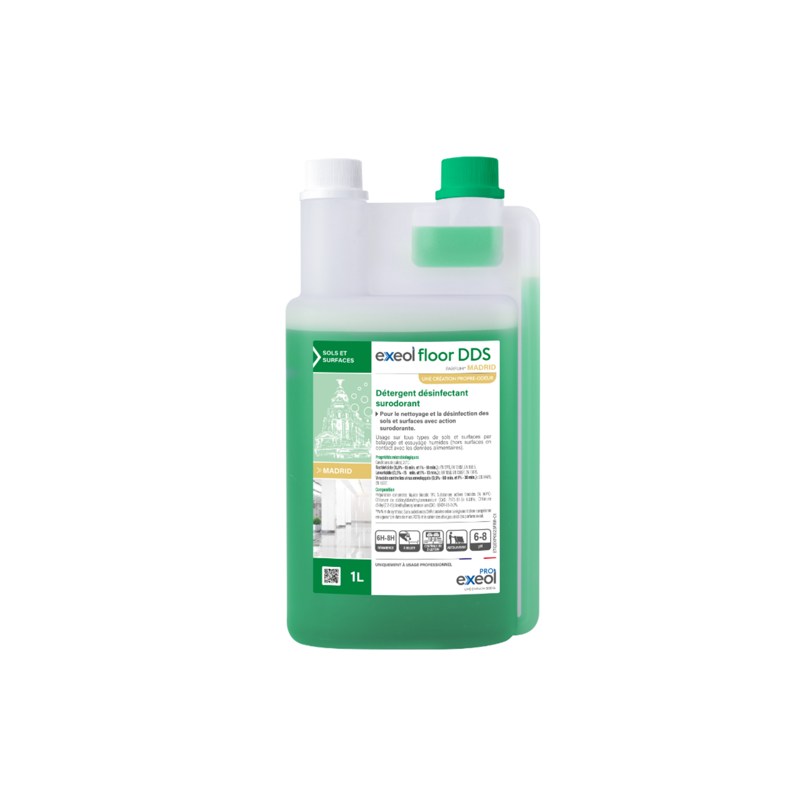 Exeol Détergent désinfectant surodorant madrid 1L doseur rechargeable TP2