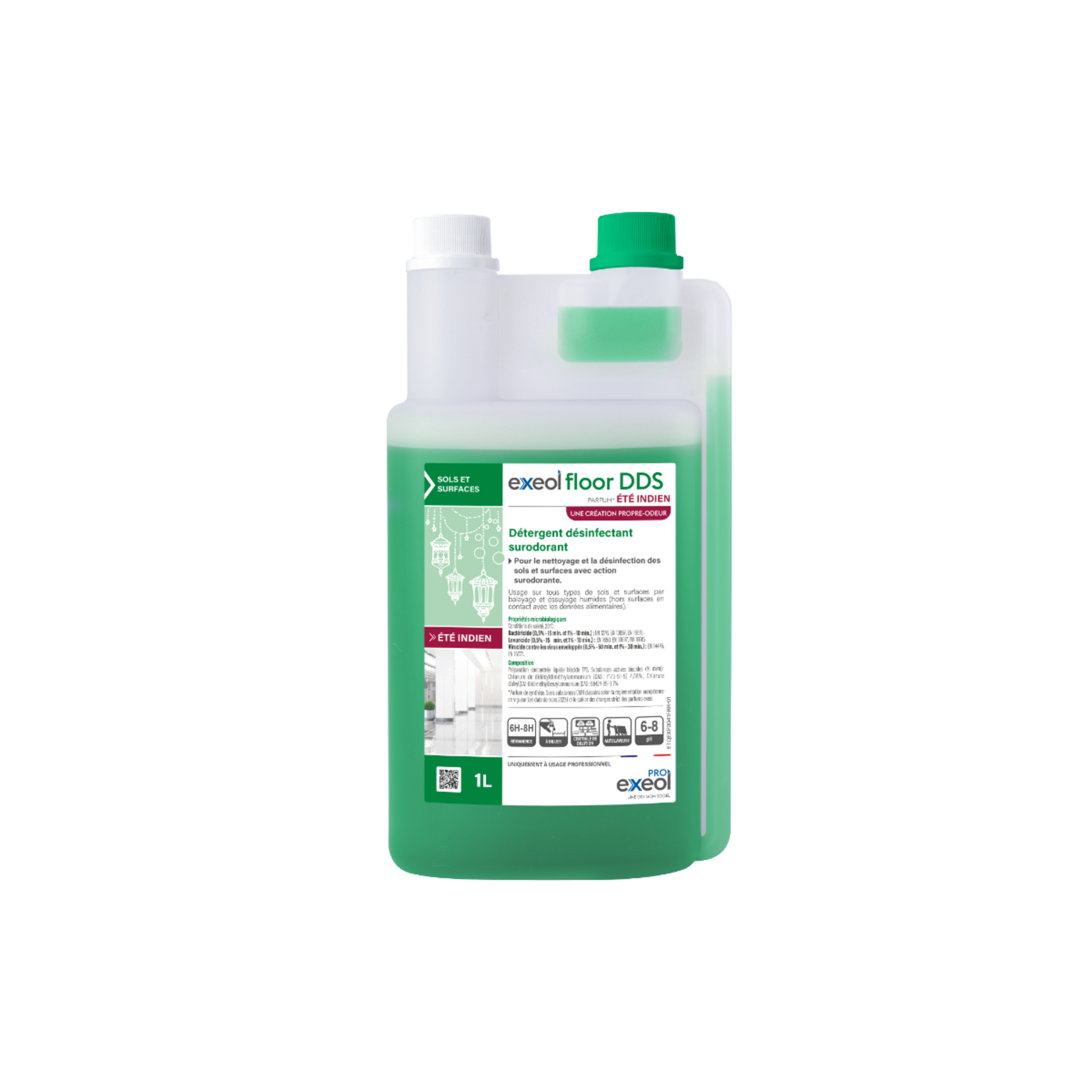 Exeol Détergent désinfectant surodorant été indien 1L doseur rechargeable TP2