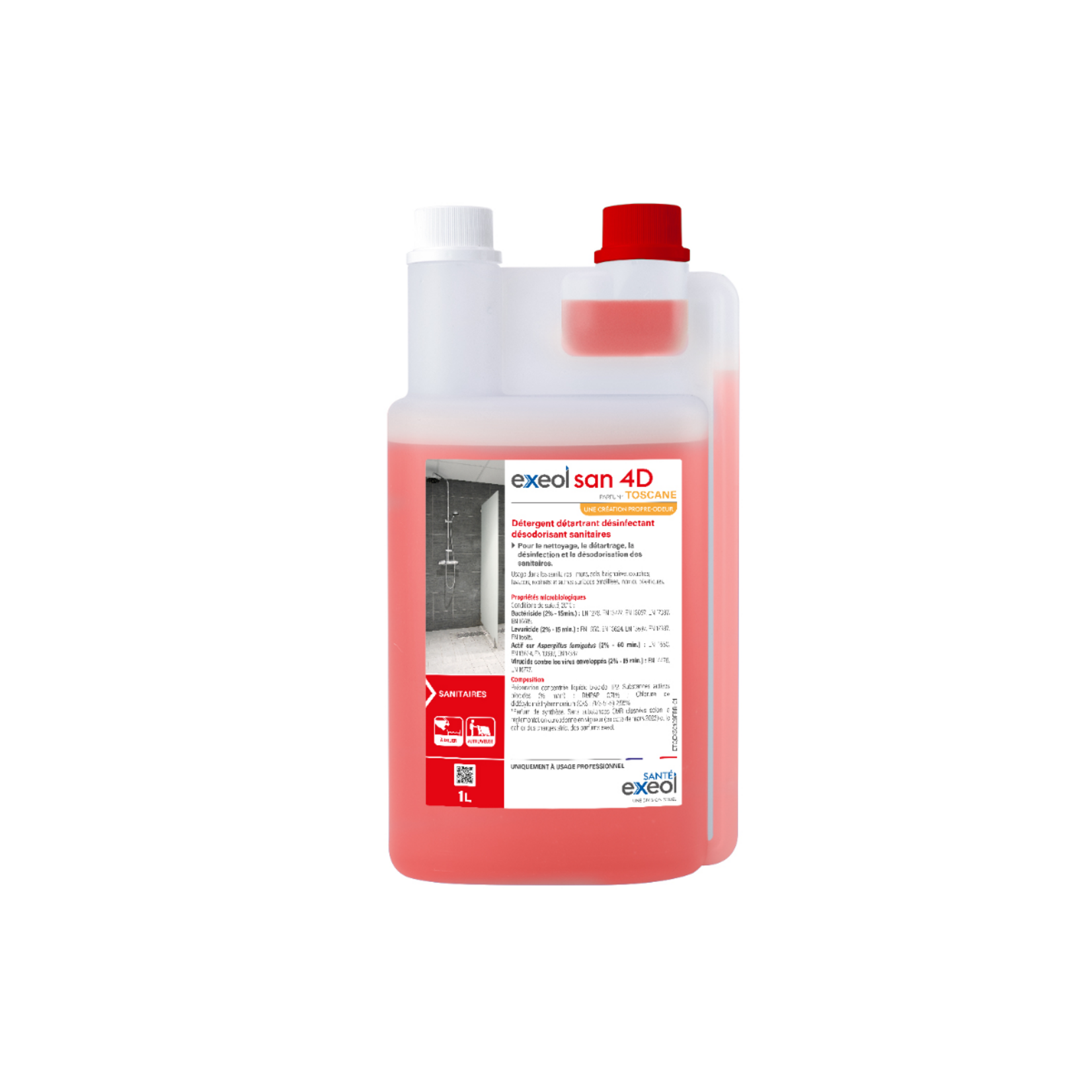 Exeol Détergent détartrant désinfectant désodorisant sanitaires 1L doseur TP2