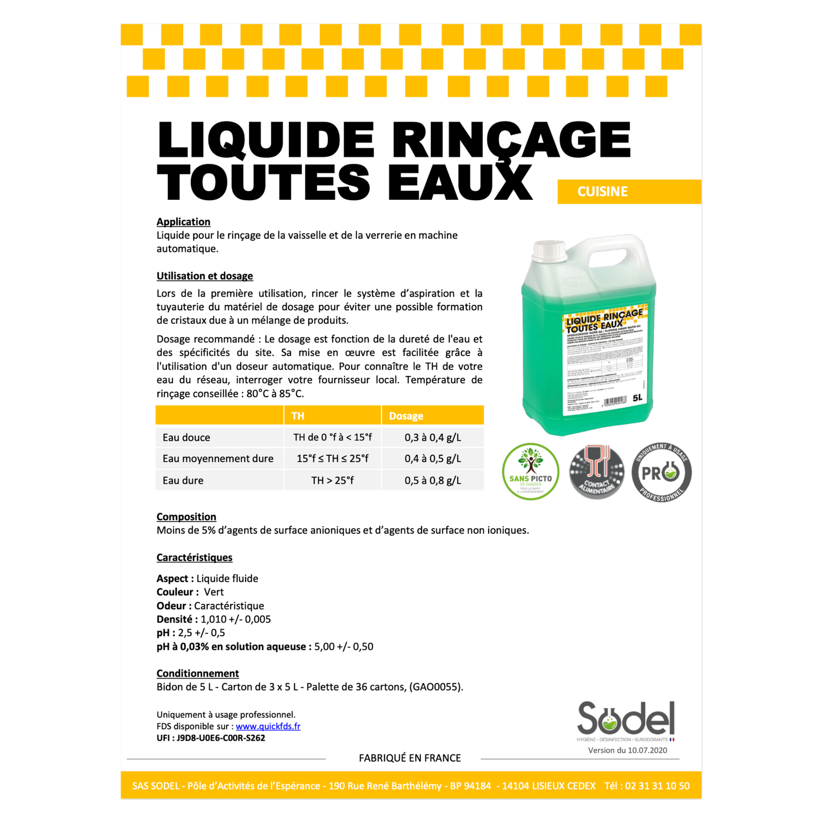 Exeol Liquide rinçage toutes eaux 5l