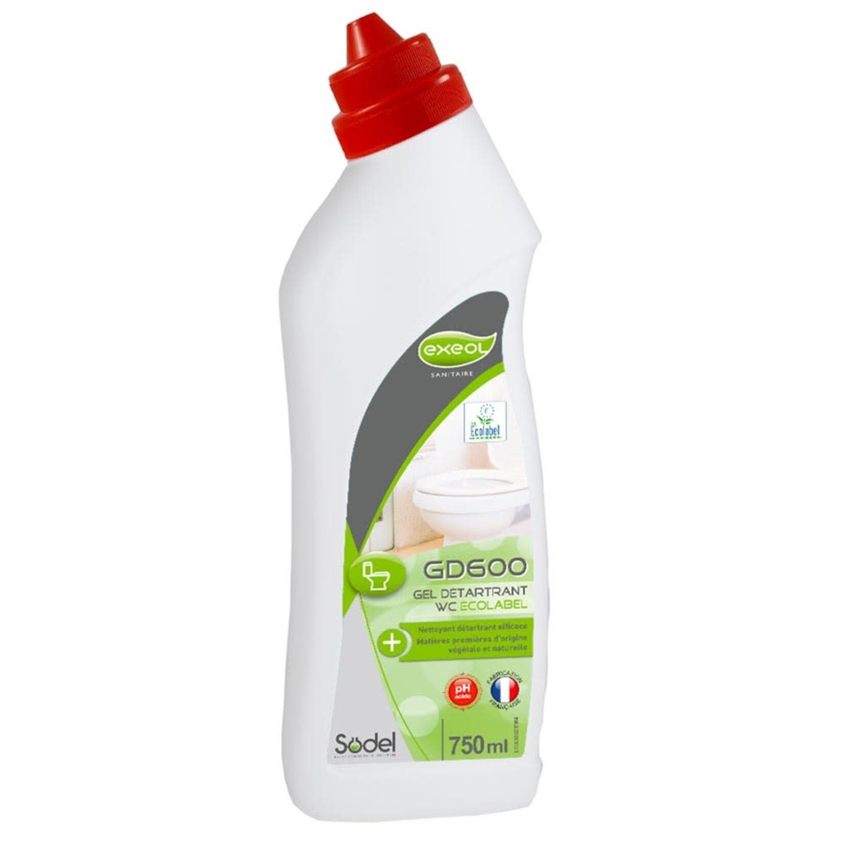 Exeol Gel détartrant WC  Ecolabel Flacon bec canard 750ML