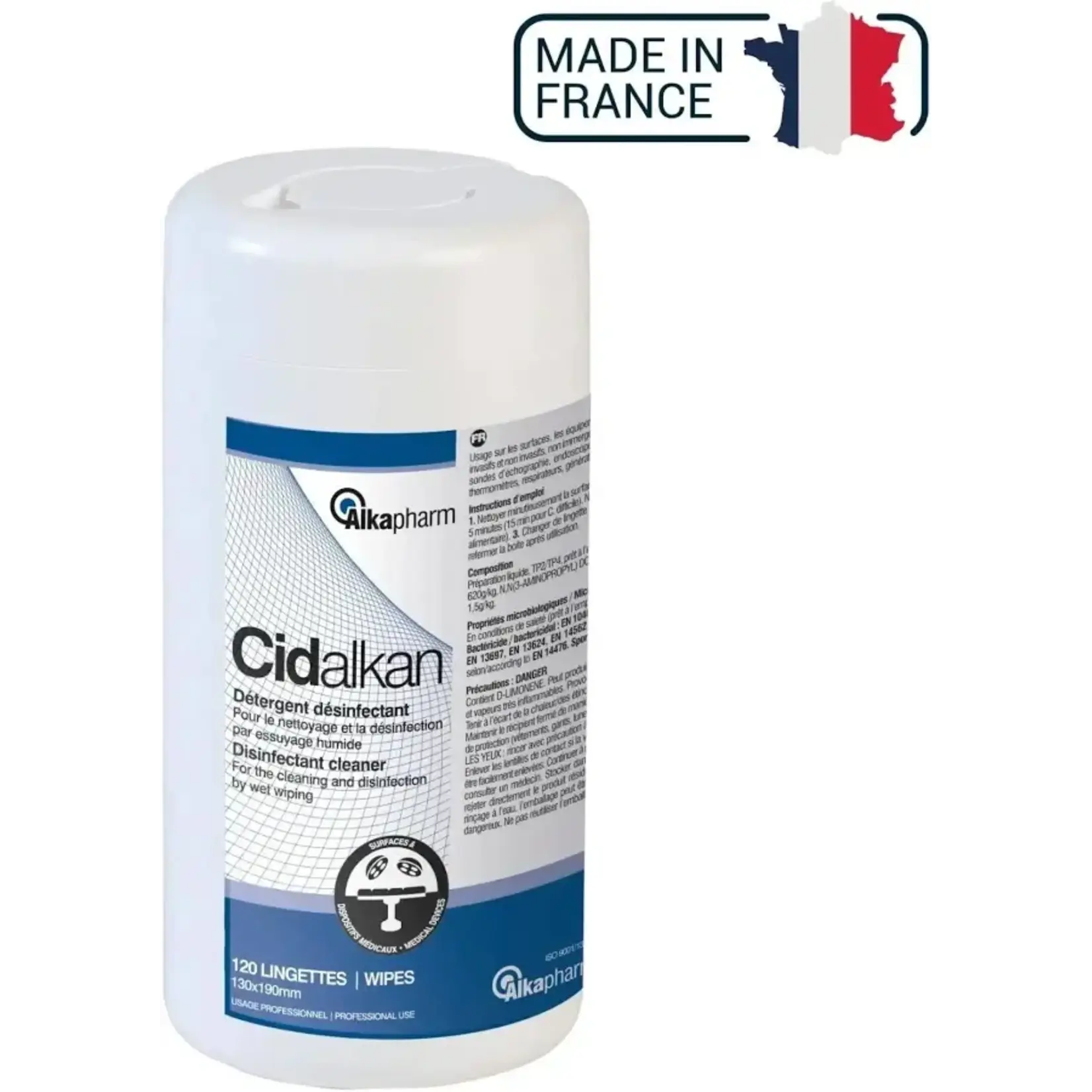 Exeol Détergent désinfectant des surfaces milieu médical Lingettes x120