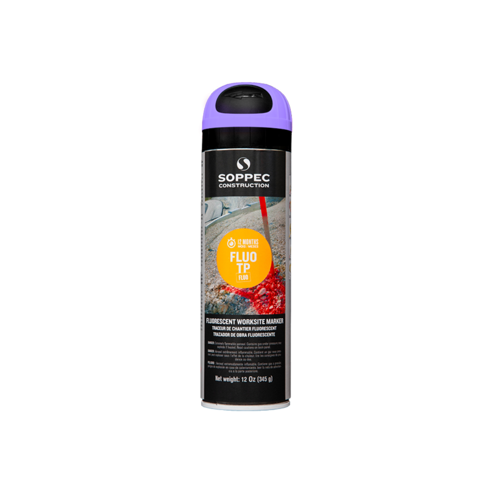 Soppec Traceur de chantier fluorescent violet, FLUO TP aérosol 500 ml