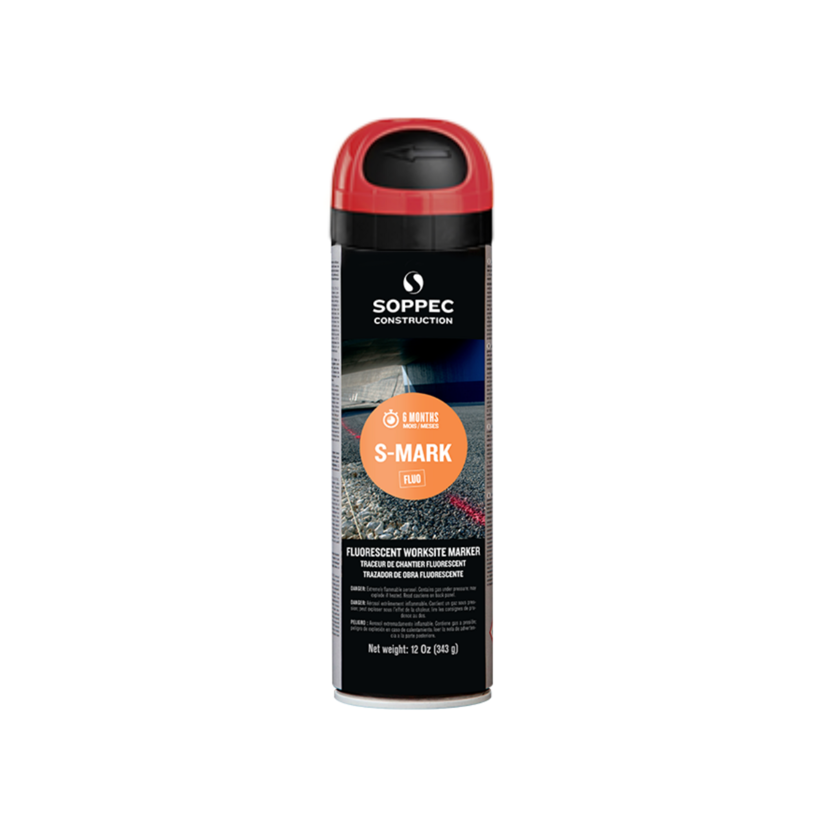 Soppec Traceur de chantier fluorescent rouge S MARK 500 ml
