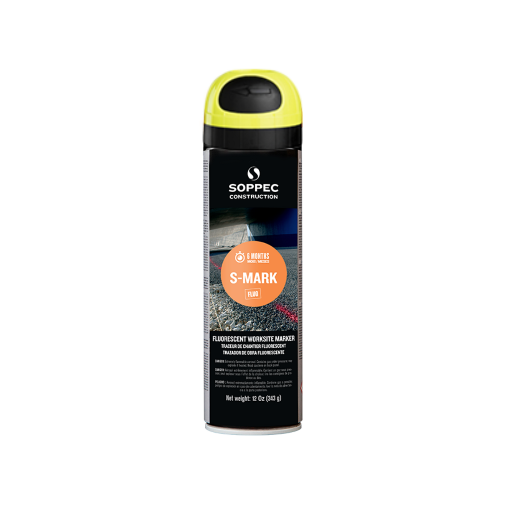 Soppec Traceur de chantier fluorescent jaune S MARK 500 ml