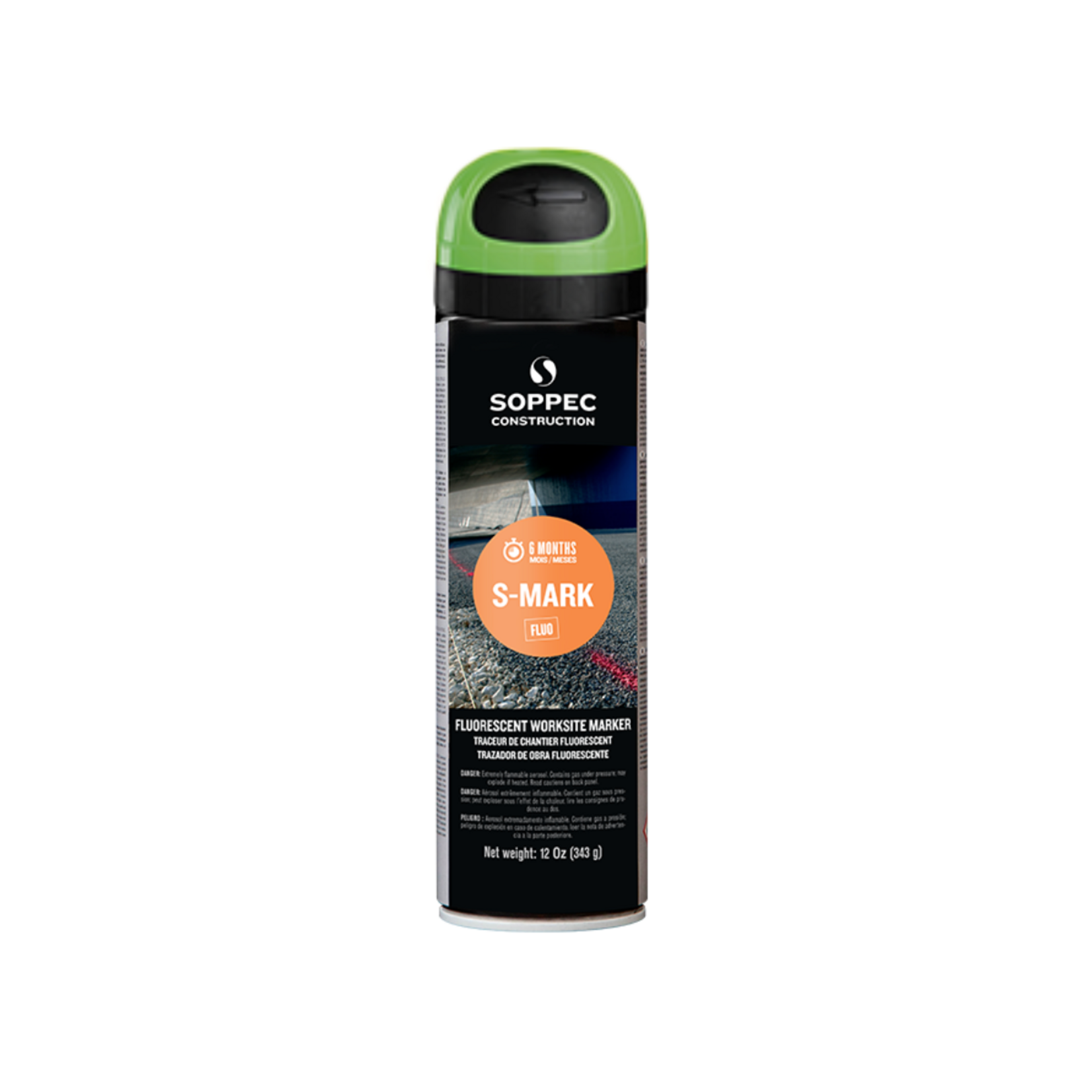Soppec Traceur de chantier fluorescent vert S MARK 500 ml