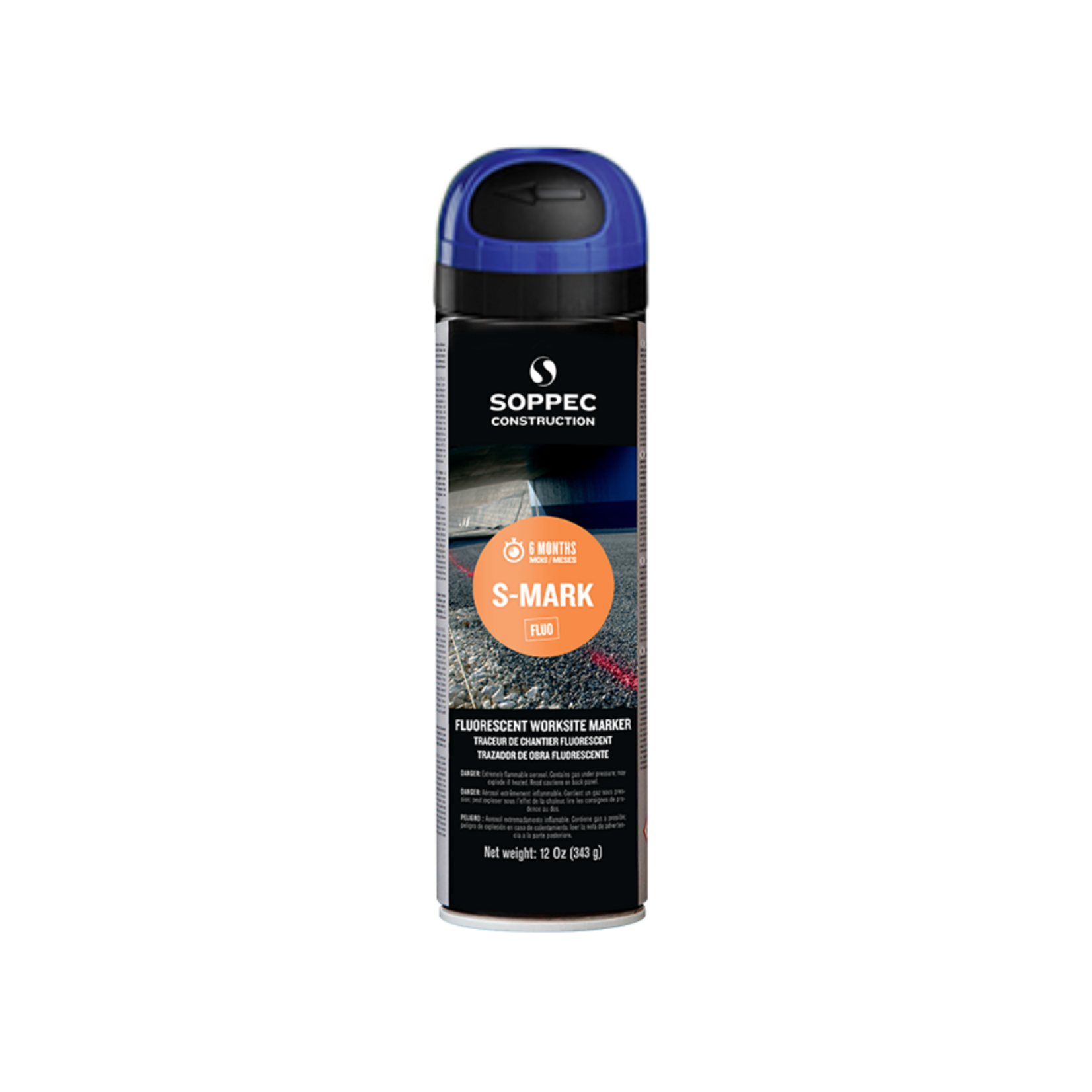 Soppec Traceur de chantier fluorescent bleu S MARK 500 ml