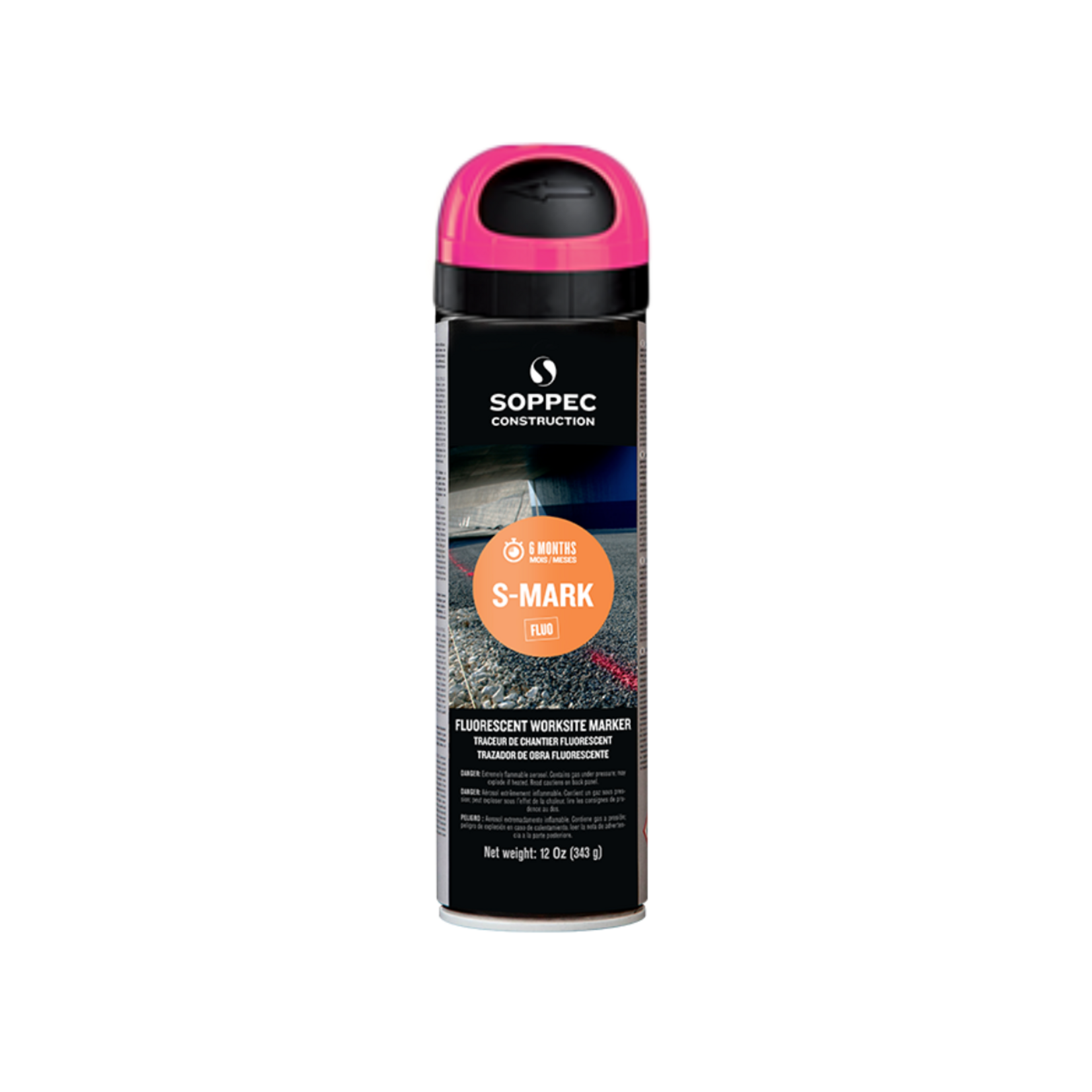 Soppec Traceur de chantier fluorescent cerise S MARK 500 ml