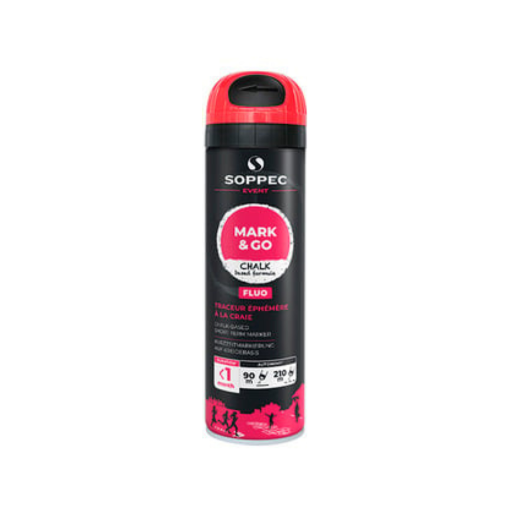 Soppec Peinture de marquage temporaire rouge fluo MARK & GO 500 ml