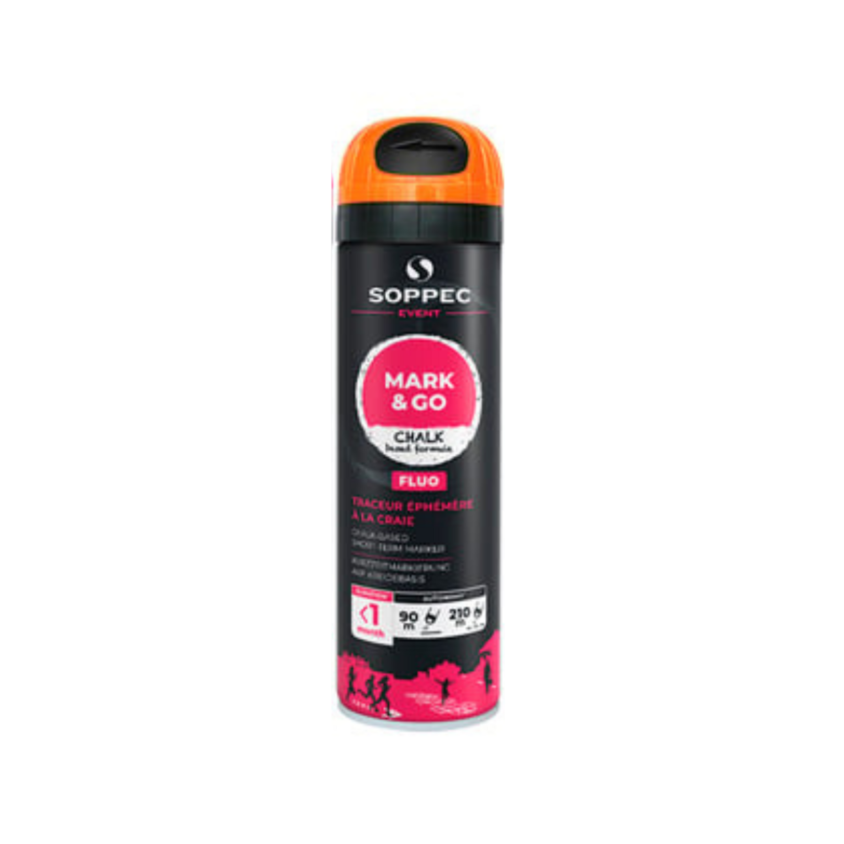 Soppec Peinture de marquage temporaire orange fluo MARK & GO 500 ml