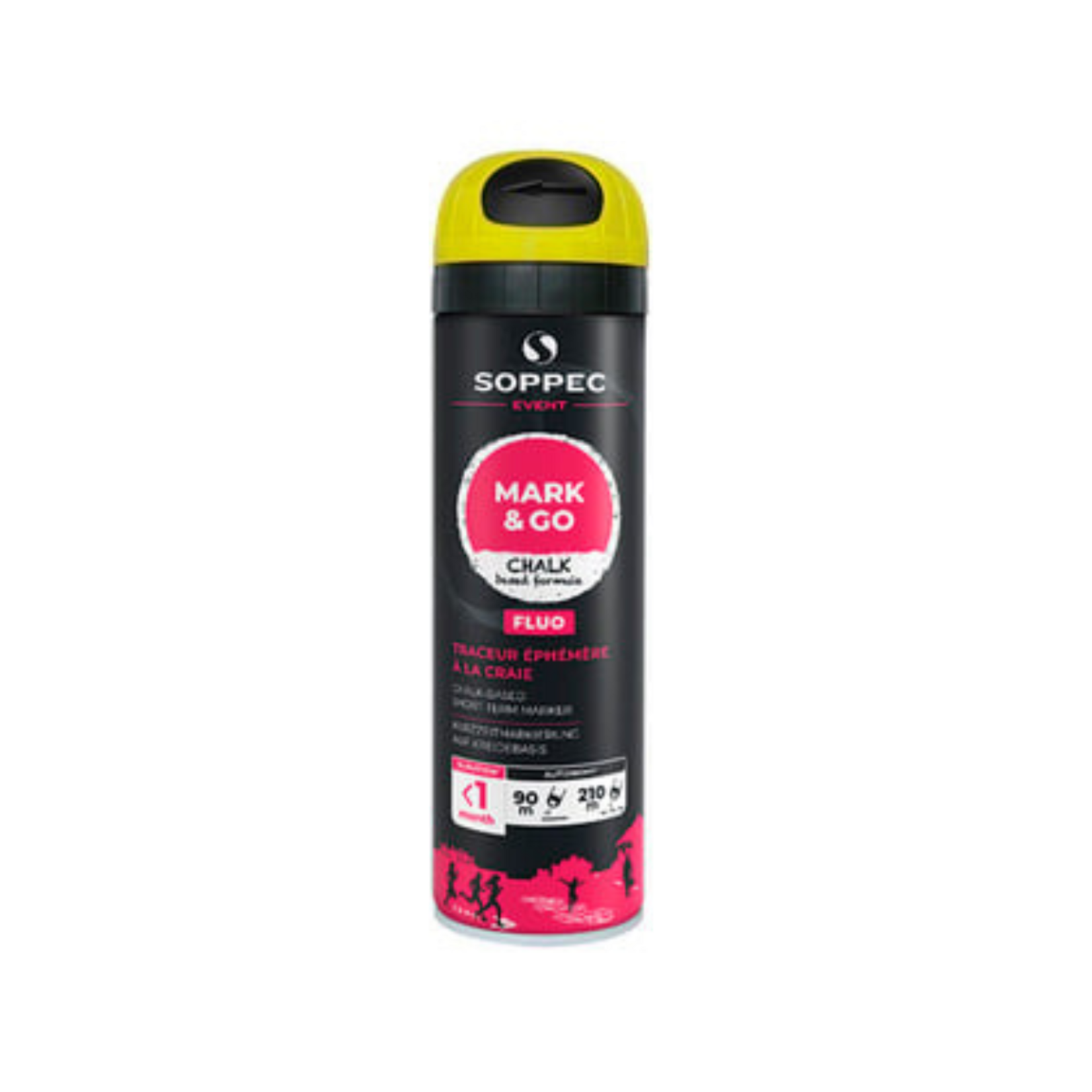 Soppec Peinture de marquage temporaire jaune fluo MARK & GO 500 ml