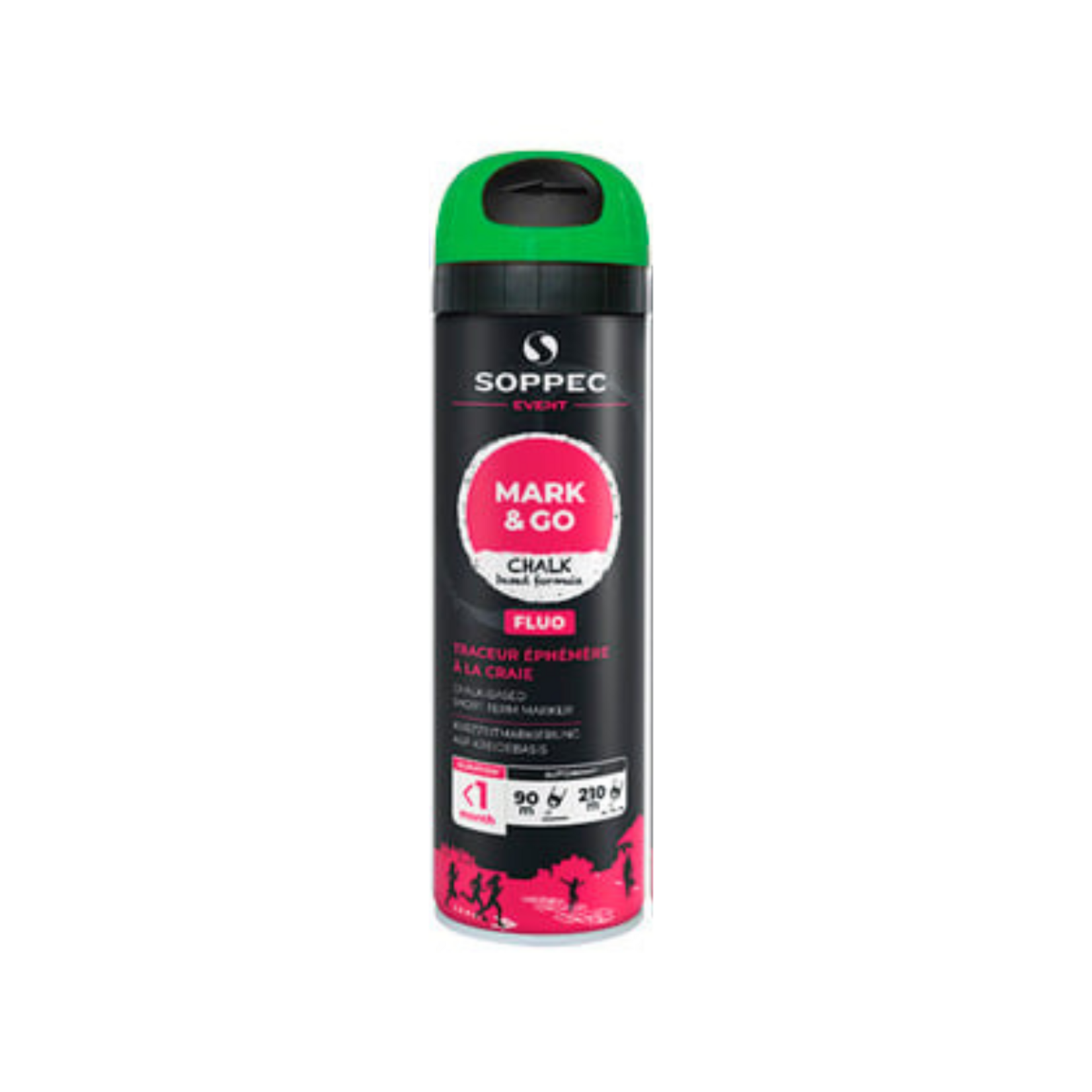 Soppec Peinture de marquage temporaire vert fluo MARK & GO 500 ml