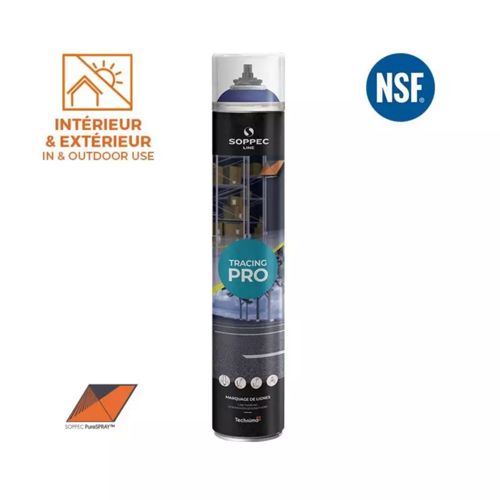 Soppec Peinture de traçage de lignes bleuTRACING PRO 750 ml