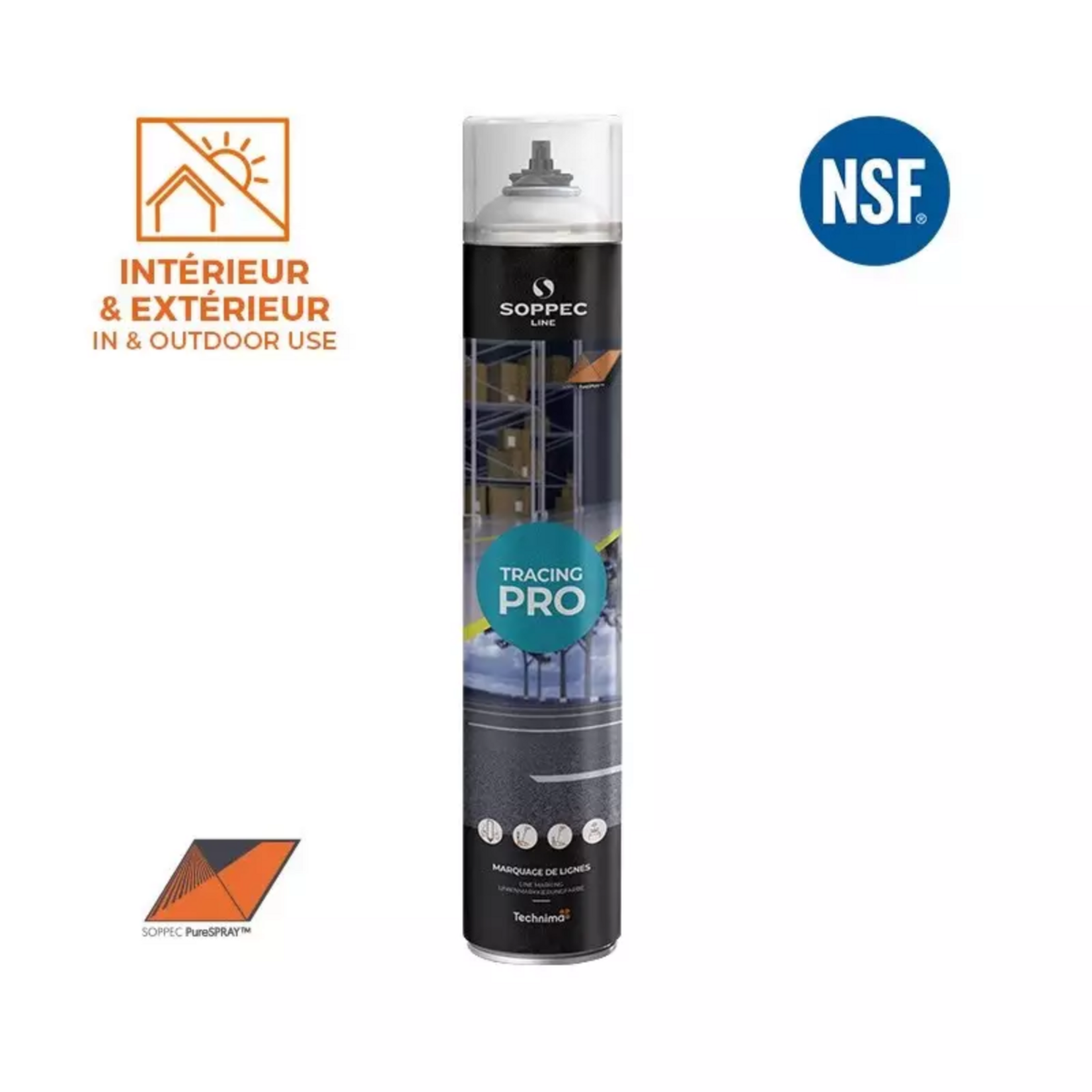 Soppec Peinture de traçage de lignes blanche TRACING PRO 750 ml
