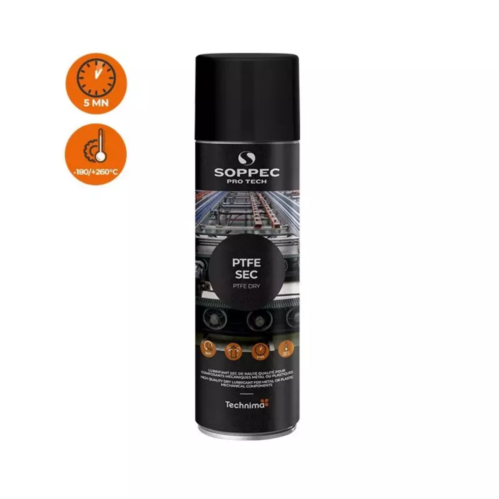 Soppec Protech Lubrifiant PTFE SEC, aérosol 500 ml