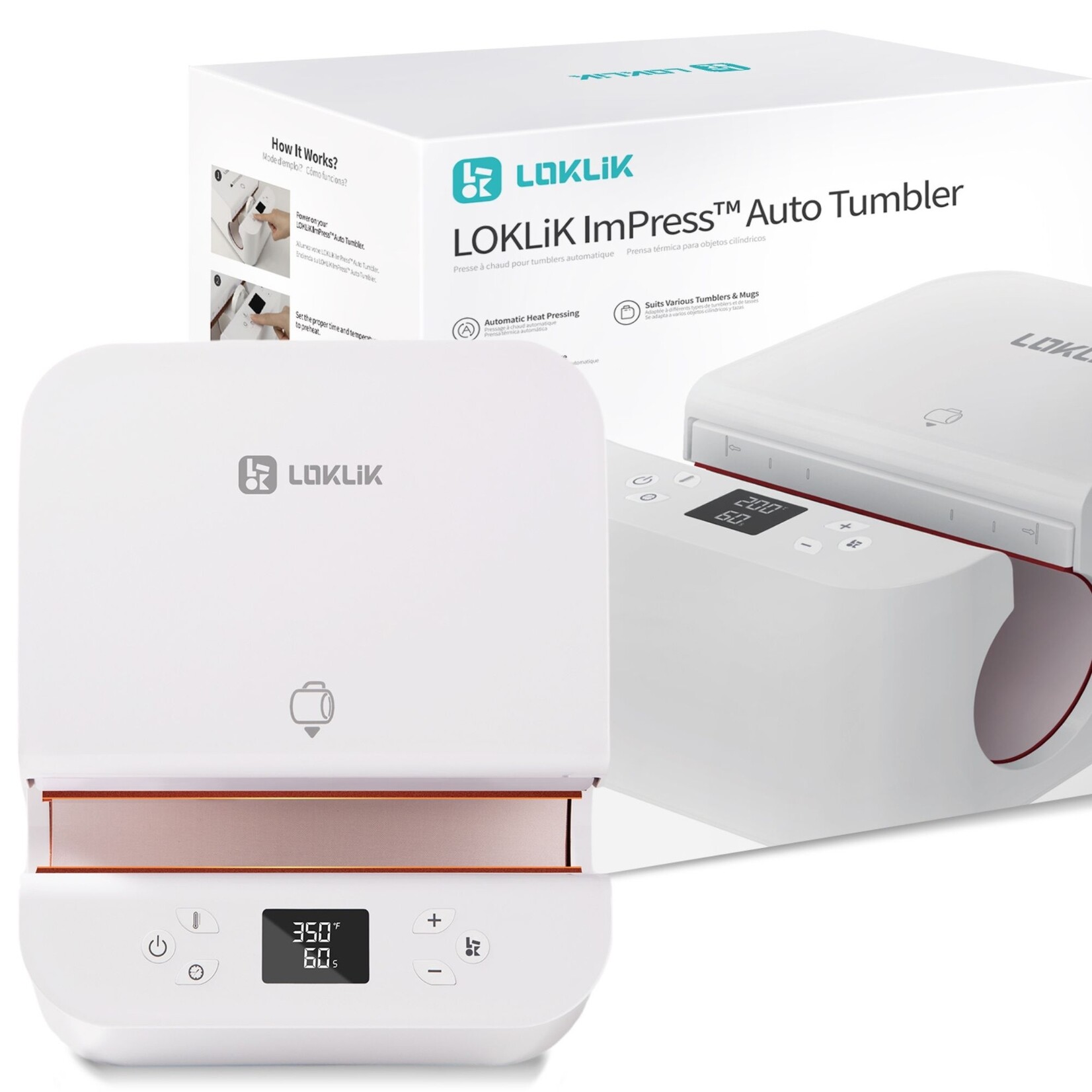 LOKLiK Auto Tumbler Heat Press - LOKLiK White