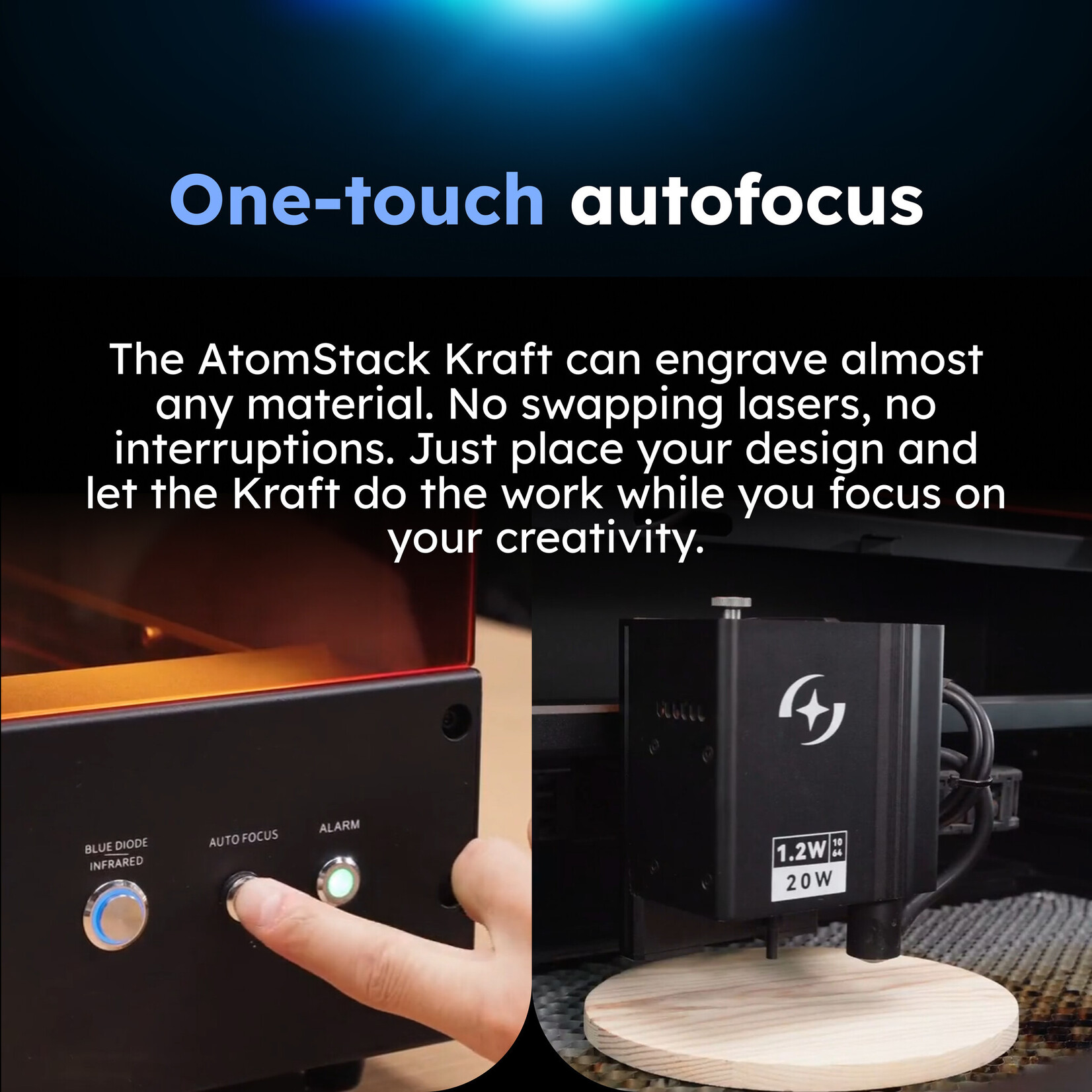 AtomStack Kraft Dual Laser Cutter - 20 W Diode + 1.2 W IR