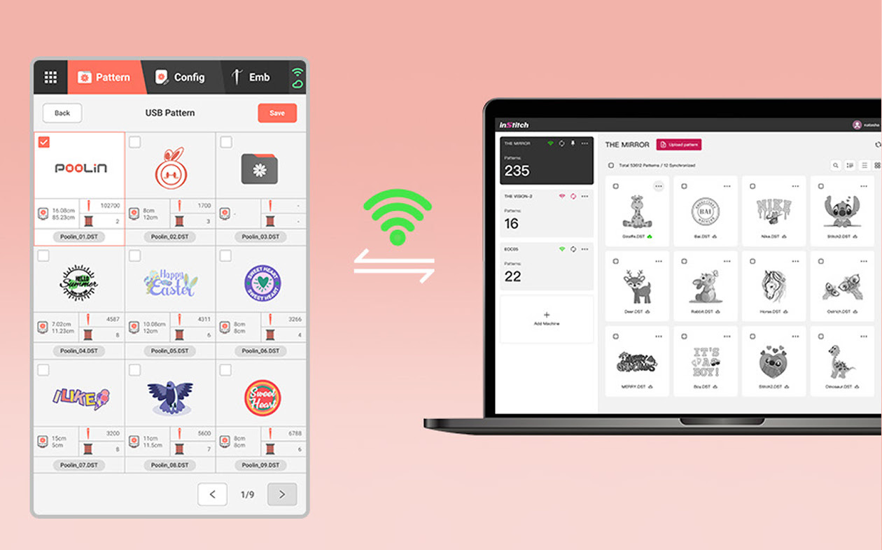 Importing custom embroidery patterns via Wi-Fi on PooLin EOC05