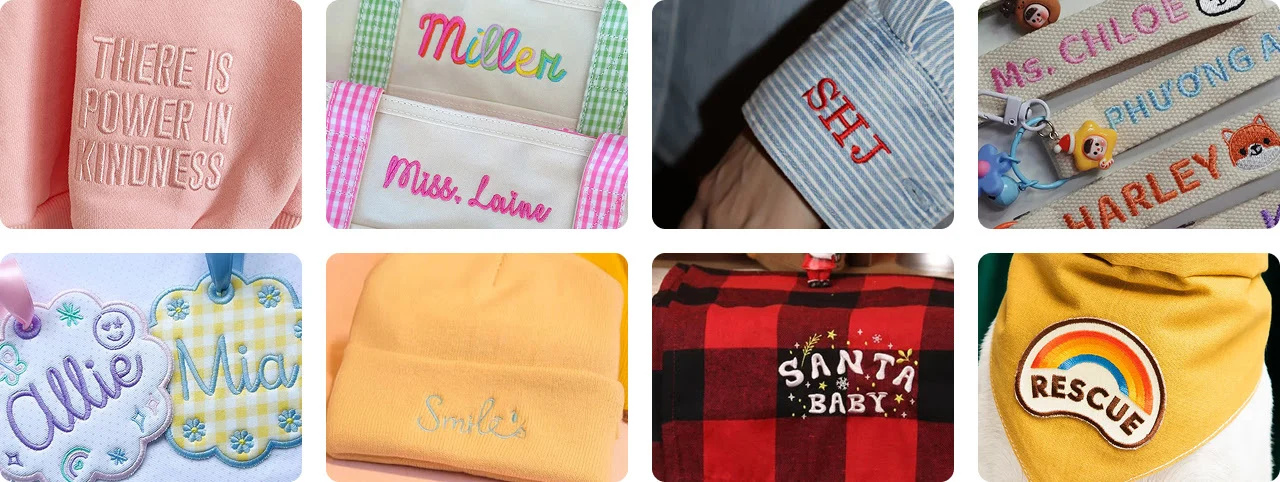 Sleeve embroidery, embroidered customization, embroidered keychain, embroidered tags, embroidered beanies, embroidered blankets, embroidered pet scarves